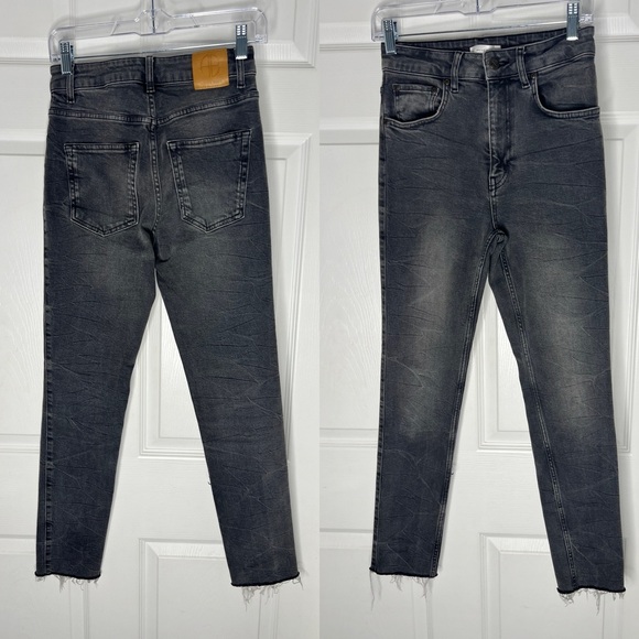 Anine Bing Gray Wash Raw Hem Denim Jeans Sz 27